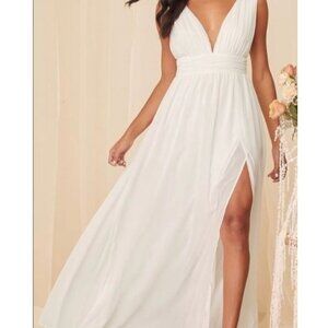 Lulus Heavenly Hues White Sleeveless Beachy Wedding/Formal Maxi Dress Medium